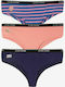 John Frank Good Vibes Cotton Women's Slip 3Pack Pink/Blue