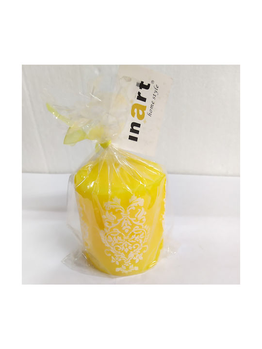 Inart Scented Candle Yellow 6x7.5cm 1pcs