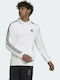 Adidas Essentials 3-Stripes Ανδρικό Φούτερ με Κουκούλα και Τσέπες Fleece Λευκό