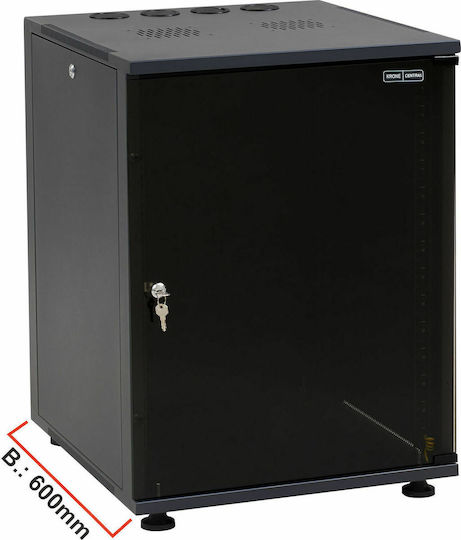 Central Επιδαπέδια Καμπίνα Rack 6U με Γυάλινη Πόρτα 54x60x31cm Μαύρο 3000 3 600 06/C