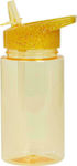 A Little Lovely Company Kids Plastic Water Bottle with Straw Yellow 450ml