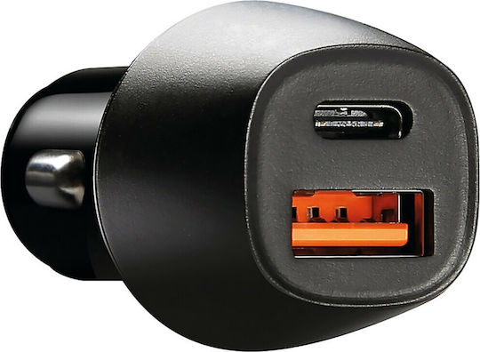 Lampa Power Tec Φορτιστής Αυτοκινήτου 18W Γρήγορης Φόρτισης με Θύρες: 1xUSB 1xType-C