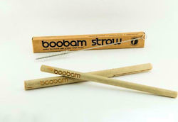 Boobam Paie De bambus Bej cu perie cu Periuță 2buc