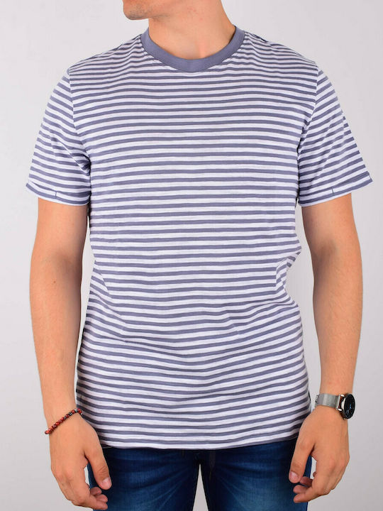 Jack & Jones Ανδρικό T-shirt Atlantic Blue με Ρίγες