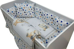 Beboulino Baby Crib Bedding Set Bear Hearts 8pcs Blue