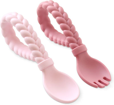 Itzy Ritzy Baby Set with Fork made of Silicone for 6+ months Pink 2pcs