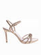 Fardoulis 706-22 Leather Women's Sandals with Thin High Heel In Beige Colour