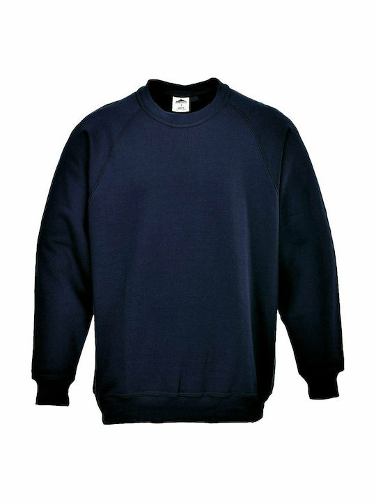 Portwest Roma Long Sleeve Work Sweatshirt Navy Blue Fleece Dark