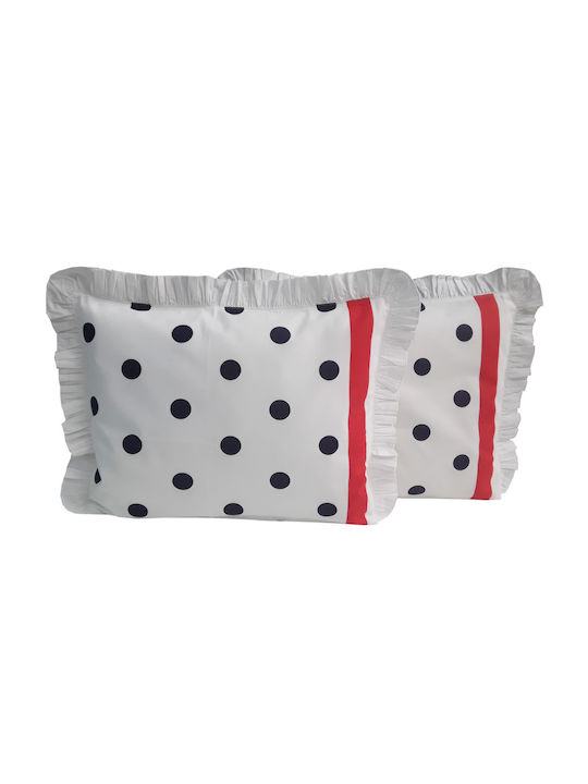 Beboulino Navio Set de față de pernă pentru copii din bumbac 100% 35x45buc Albe