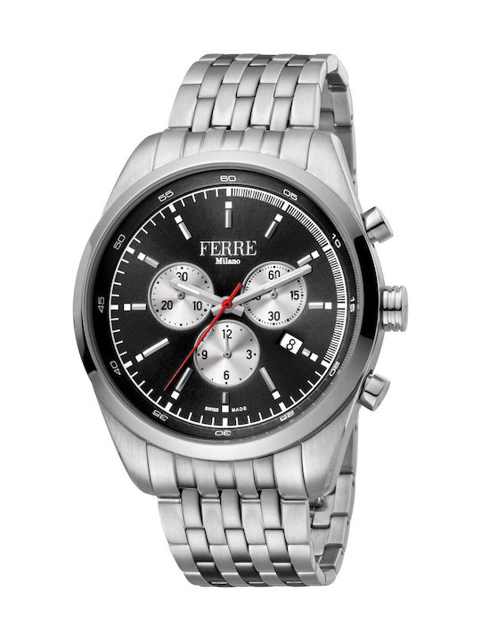 Ferre Milano Uhr Chronograph Batterie mit Silber Metallarmband