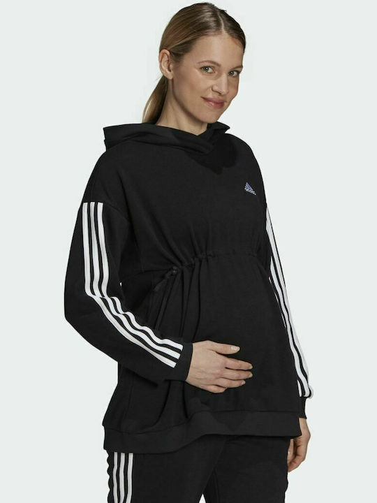 Adidas Essentials Cotton 3-Stripes Φούτερ Εγκυμοσύνης Μαύρο