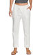 On The Seashore Women's Fabric Capri Trousers Regular Fit White