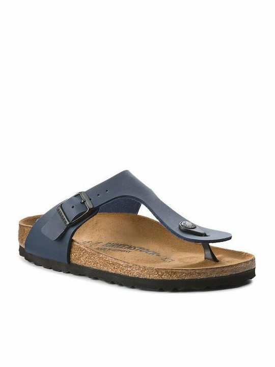 Gizeh Birko-Flor Leder Flache Sandalen für Damen Anatomisch in Marineblau Farbe Schmal Passform