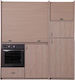 Silver ΚΣ190 Kitchenette with Right Sink Bowl 190x65x204cm Red με Μεγάλο Ψυγείο & Φούρνο