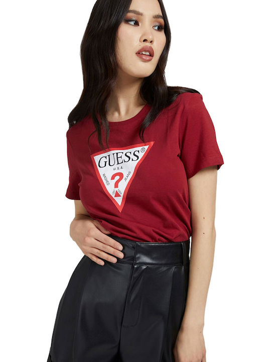 Guess Bluze Damă T-shirt Burgundy