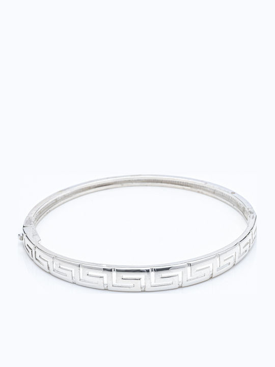 Silver handcuff with a meander design