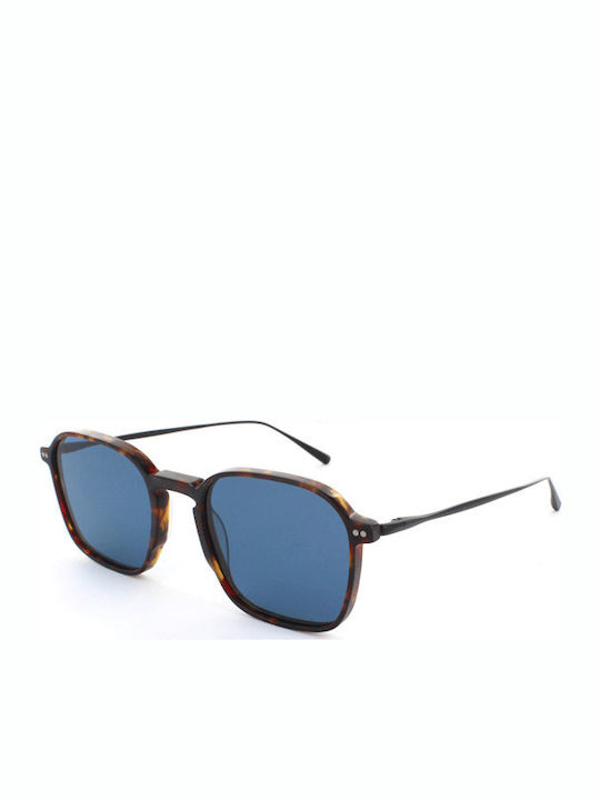 Brett Derek Men's Sunglasses with Brown Tartaruga Frame and Blue Lenses