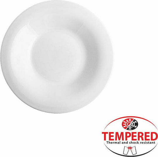Cok Spain Elba Farfurie adâncă Sticlă Alb cu Diametru 24cm