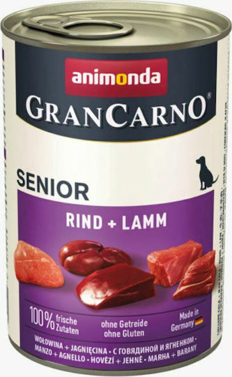 Animonda GranCarno Wet Food for Senior Dogs in Cans with Lamb and Calf Grain-Free & Gluten-Free 400gr