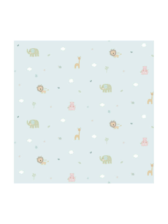 ICH Wallpapers Kids Wallpaper Fabric Ζωάκια Τυρκουάζ L53xH1005εκ.