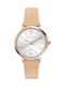 Trussardi T-Motif Γυναικείο Ρολόι 33mm Μπαταρίας με Μπεζ Καουτσούκ Λουράκι