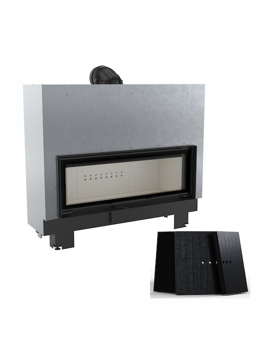 Kratki MB120 G Ενεργειακό Τζάκι Ξύλου 20kW Ίσιο με Συρόμενη Πόρτα Black