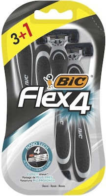 Bic Flex4 Disposable Razors with 4 Blades & Lubricating Tape 4pcs