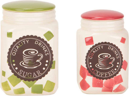Marva Set 2 Bucăți Vaze Pentru Cafea Cu Capac Ceramică 2 Bucăți