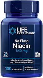 Life Extension No Flush Niacin Βιταμίνη 640mg 100 κάψουλες Life Extension No Flush Niacin Βιταμίνη 640mg 100 κάψουλες