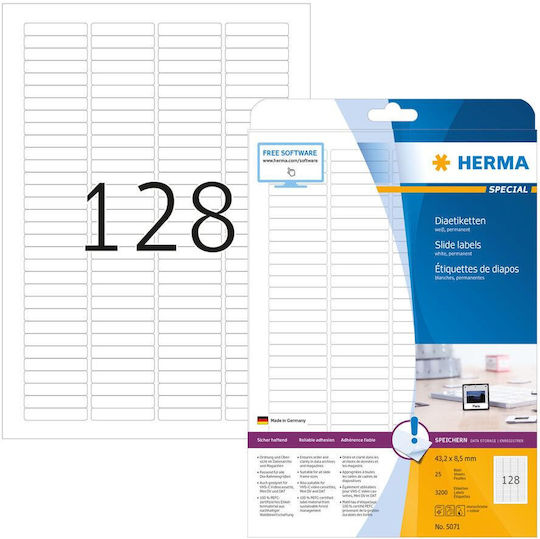 Herma 3200 Αυτοκόλλητες Ετικέτες Α4 Ορθογώνιες 43.2x8.5mm