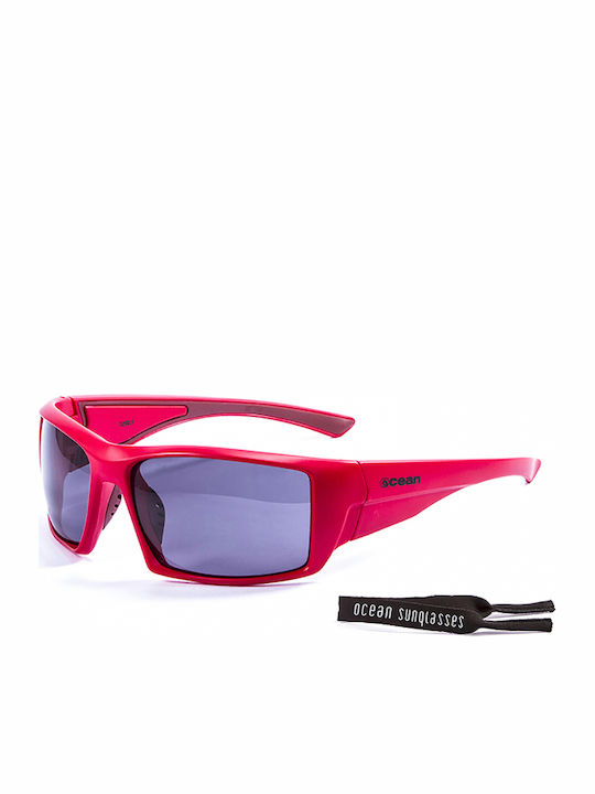 Ocean Sunglasses Aruba Sunglasses with Red Plastic Frame and Blue Polarized Lens 3200.5