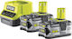 Ryobi Set 2 Tool Batteries Lithium 18V Capacity 5Ah with Charger RC18120-250 2x 18V 5,0 Ah & Charger