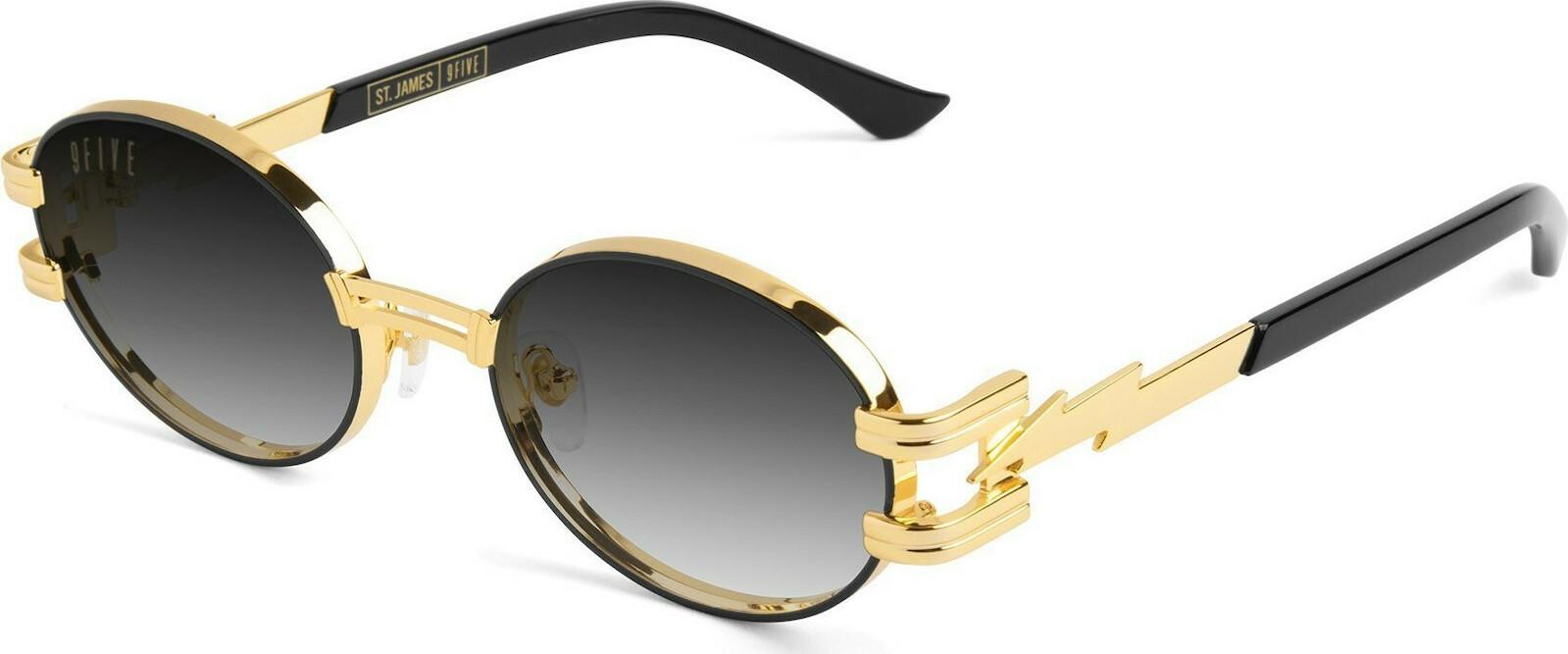 9Five St. James Bolt Unisex Sunglasses with Gold Metal Frame and