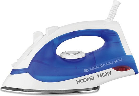 Hoomei Σίδερο Ατμού 1400W με Ανοξείδωτη Πλάκα και Συνεχόμενη Παροχή Ατμού 10gr/min