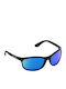 Rocker Herren Sonnenbrille mit Schwarz Kunststoff Gestell und Schwarz Spiegel Linse
