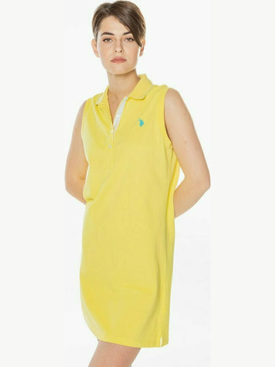 U.S. Polo Assn. Amy Midi Καλοκαιρινό All Day Φόρεμα Αμάνικο Κίτρινο