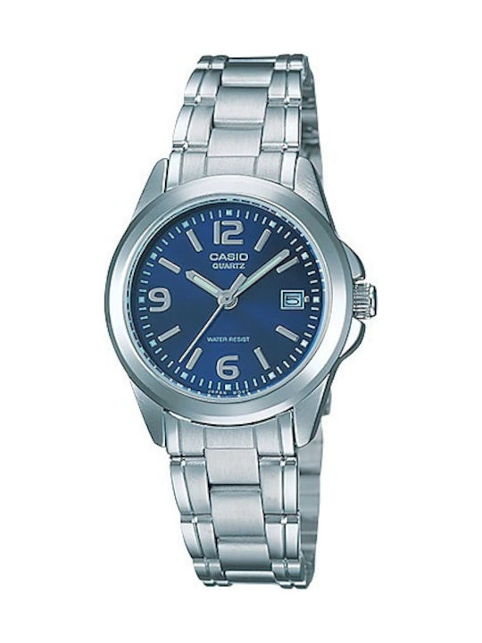 Casio Enticer Γυναικείο Ρολόι Μπαταρίας με Ασημί Μεταλλικό Μπρασελέ