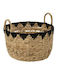 Inart NATURAL Decorative Basket Wicker with Handles Natural-Black 40x40x32cm