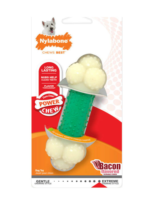 Nylabone Power Double Action Παιχνίδι Κόκκαλο Σκύλου Μασητικό από Καουτσούκ με Γεύση Μπέικον XLarge Πράσινο