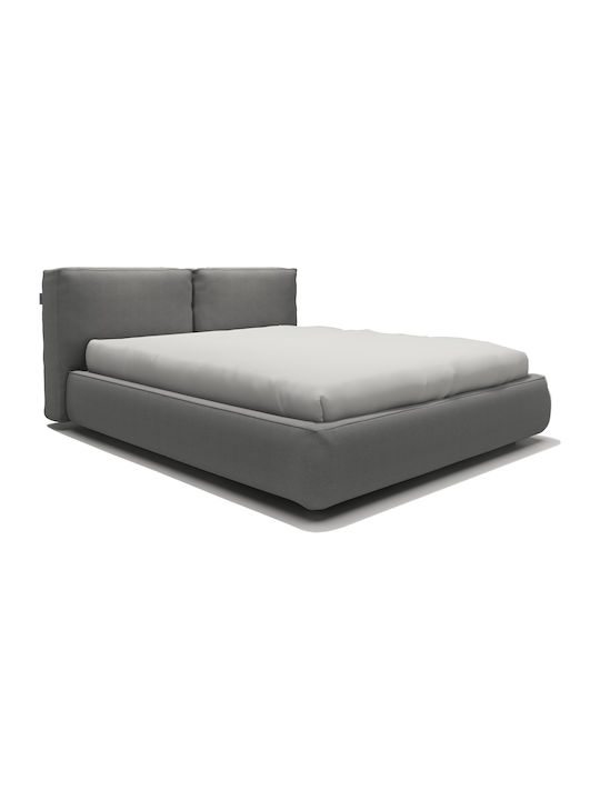 Marilyn Κρεβάτι Υπέρδιπλο Επενδυμένο με Ύφασμα Γκρι με Αποθηκευτικό Χώρο & Τάβλες 160x200cm