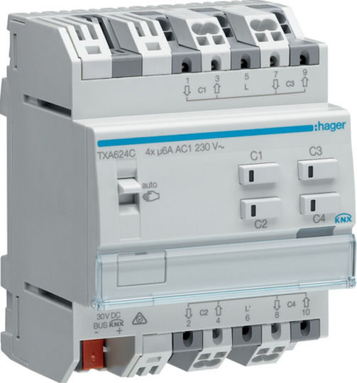 Hager Ενεργοποιητής KNX 4 Ρολών 230V TXA624C