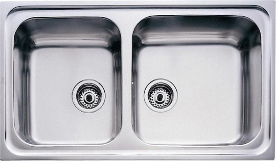 Teka Super Bowl 2C Δεξιός Ένθετος Δεξιός Inox Σατινέ Μ86xΠ50cm Ασημί