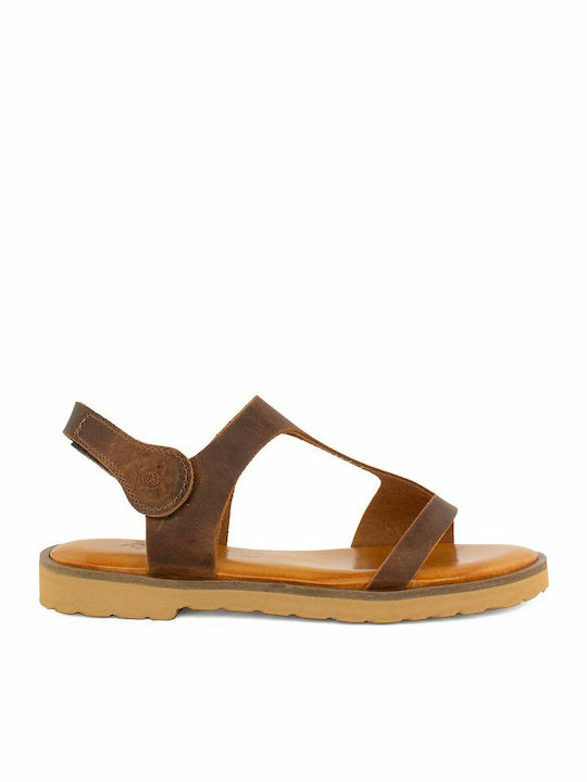 Pyramis Pyramis Leather Women's Flat Sandals In Brown Colour
