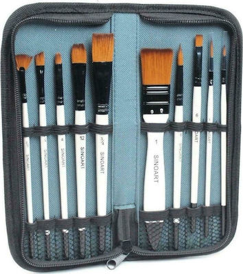 Skag Sinoart Plaque Paint Brush Set Σετ Πινέλων σε Μαύρη Υφασμάτινη Θήκη 10pcs