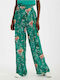 PENP52 Damen Hochbund Pantaloons Blumen Grüne