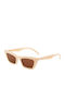 Oscar & Frank Fae Women's Sunglasses with Beige Plastic Frame and Brown Lens