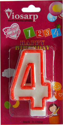 Viosarp Birthday Candle Number "4" in Red Color VC091-4