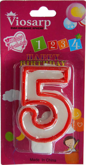 Viosarp Birthday Candle Number "5" in Red Color VC091-5