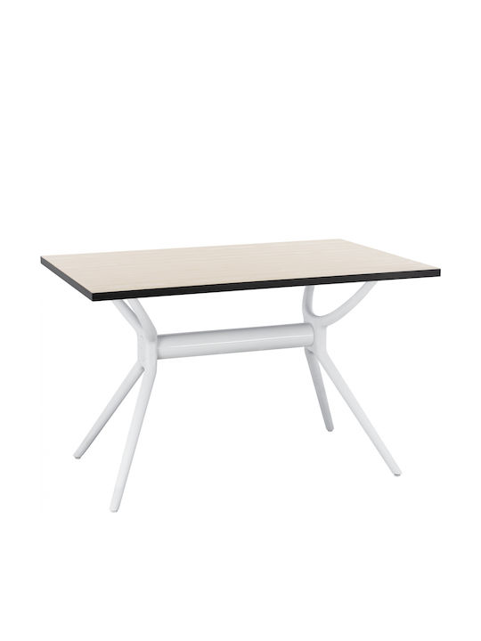 Tisch Küche Holz mit Polypropylengestell Oak / Black / White 120x80x76cm