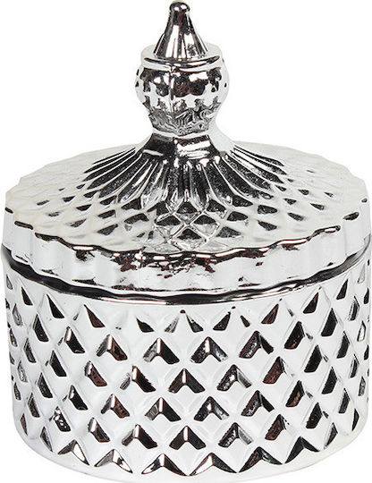 Keskor Φοντανιέρα Glas mit Deckel 8.5x8.5x10cm Silber